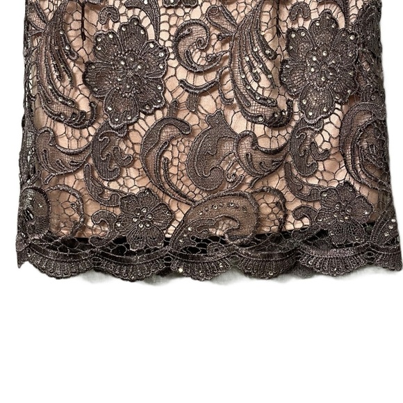 🩶Dave & Johnny Embroidered Illusion Cocktail Dress | Gunmetal Silver | Size 7/8 - Picture 4 of 16